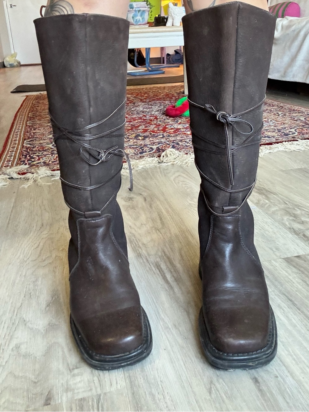 Blondo Tall Lace-Up Brown Leather Boots